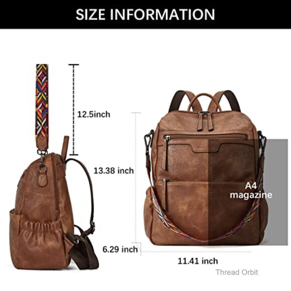 Leather Convertible Backpack Purse, Water-Resistant Daypack for Travel & Work main image 6